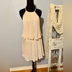 The Room Cream Pleated Semi Formal Flirty Dress